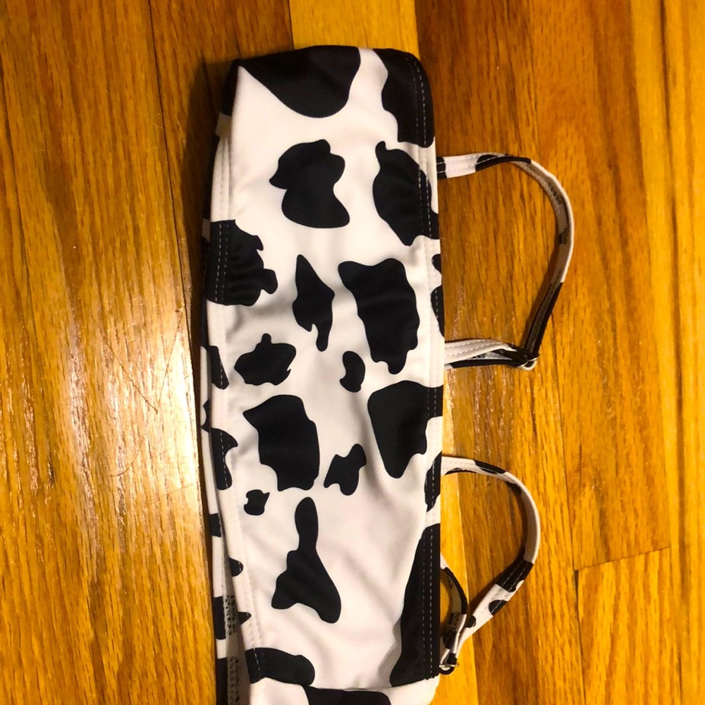 Cow Print Swim Top/Bikini Top with adjustable straps.